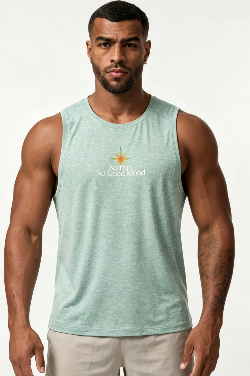 Men's Raglan Crew Neck Printed Quick Dry Athletic Tank Top