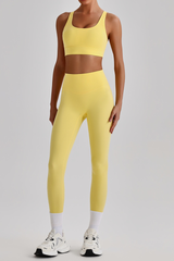 Women's Wide Strap Sports Bra & No Front Seam Leggings Set