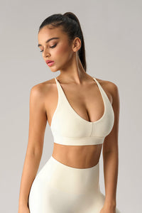 Women V-Neck Wire-Free Sculpting High-Support Yoga Sports Bra