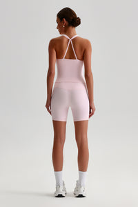 Women Solid Naked Sensation Yoga Set: High-Waisted Sculpting Shorts + Crisscross Back Support Bra