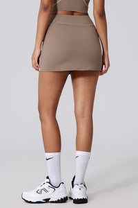 Women Color-Blocking High Rise Anti-Exposure Running Yoga Fitness Tennis Skirt