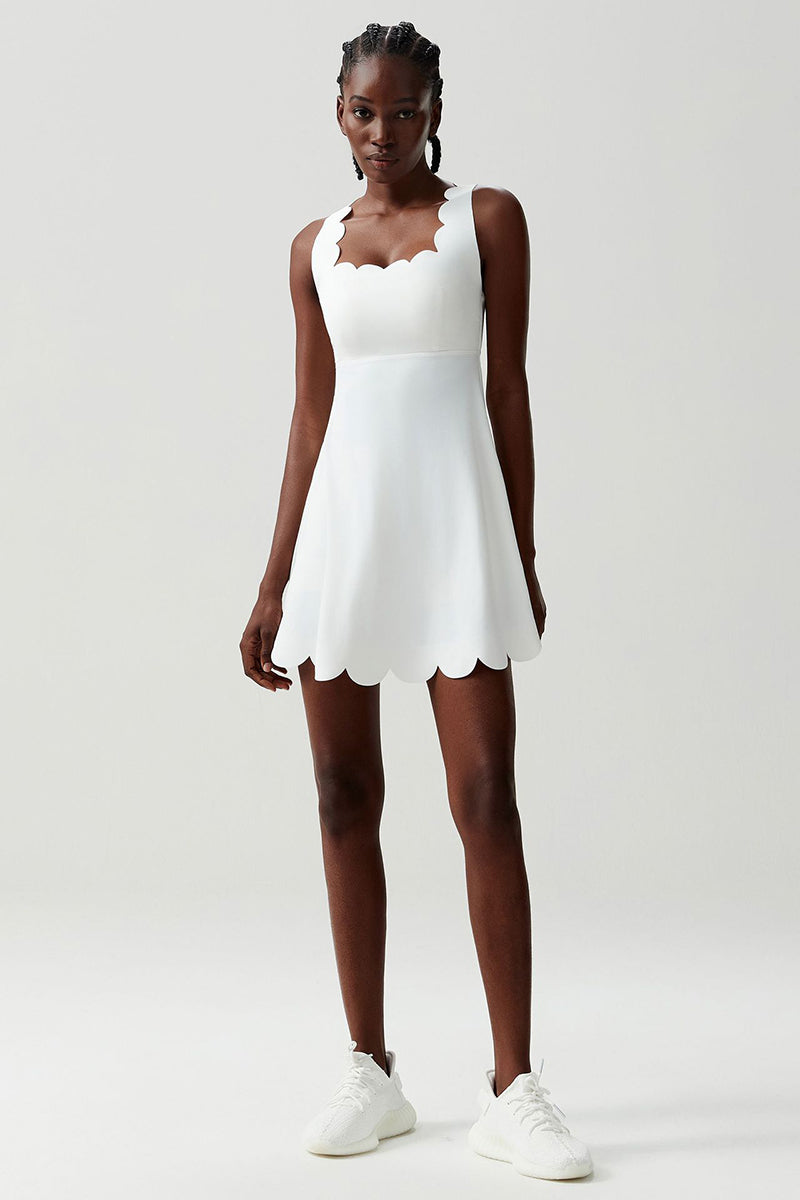 Women Wave-Trim Back-Cross Tennis Dress