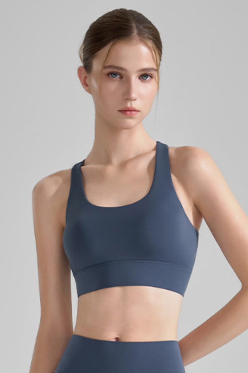 Women's U-Neck Crisscross Straps High Impact Sports Bra