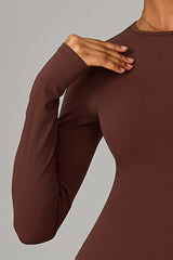 Women Fleece-Lined Yoga Set: Long Sleeve Top + Shaping Shorts