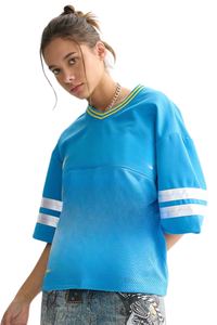 Unisex Striped Color Block Mesh Athletic Football Jersey Tee