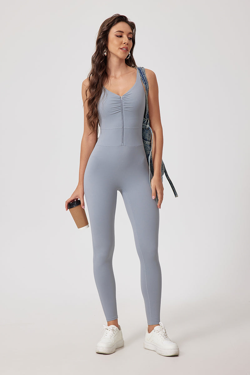 Women'S Zip-Brushed Yoga Exercise Quick-Drying Bodysuit