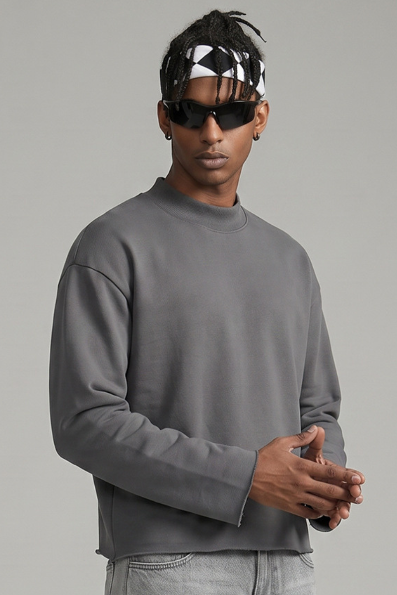 Men's Fall Comfort Colors Style Mock Neck Sweatshirt