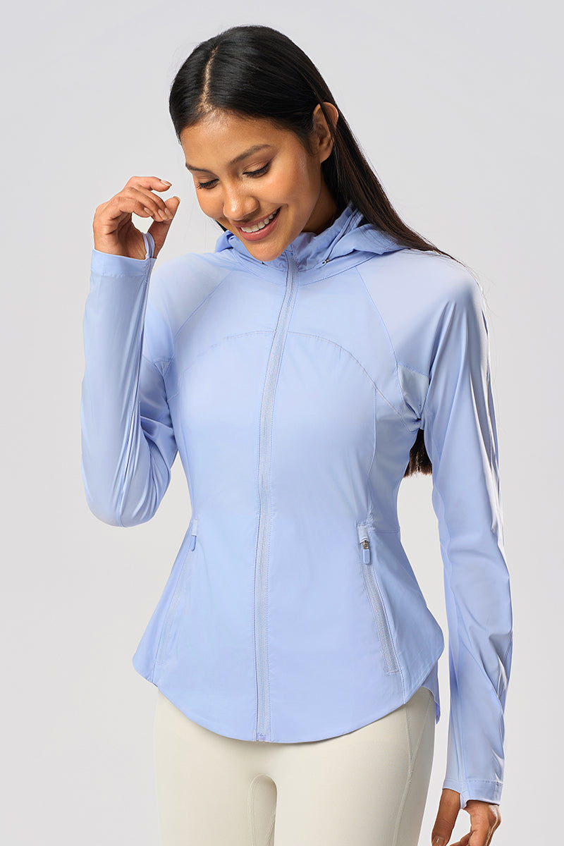 Women Cooling Uv50+ Slim-Fit Convertible Hood Outdoor Sun Protection Jacket