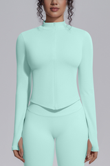 Women's Half Zip Stand Collar Long Sleeve Fitness Jacket