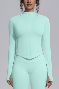 Women's Half Zip Stand Collar Long Sleeve Fitness Jacket