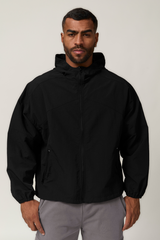 Men's Zip-Up Hooded Windbreaker - Water-Repellent Outdoor Jacket