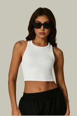 Women's Solid Cropped Sleeveless Sport Tank Top