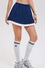 Women's Tennis Color Block Pleated Skirt with Built-in Short