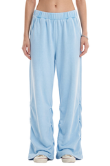 Women's Fall Washed Distressed Ruched Flare Sweatpants