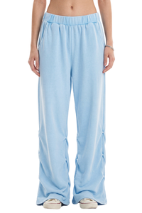Women's Fall Washed Distressed Ruched Flare Sweatpants