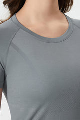 Women Seamless Round Neck Slim-Fit Quick-Dry Breathable Yoga Running T-Shirt