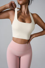 Women'S Halterneck Gathered Sugar Yoga Sports Vest