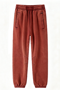 Men/Women Unisex Wax-Dye Washed Fleece Jogger Pants