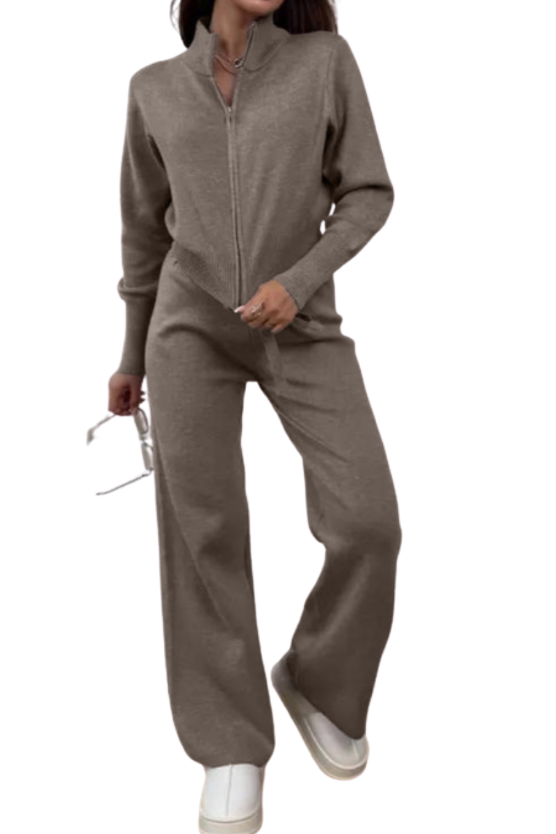 Double-opening zipper fitted sweater set