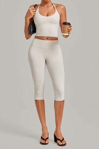 Women’s Halter Tank & Capri Leggings 2-Piece Yoga Set
