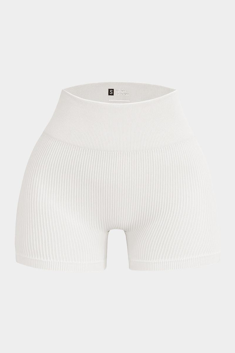 Women's Seamless Ribbed High-Waisted Biker Yoga Shorts