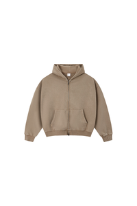 Unisex Fall 100% Cotton Retro Boxy Two-Way Zip Hooded Jacket