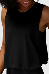 Women's Lightweight Crew Neck High Side Slit Loose Tank Top