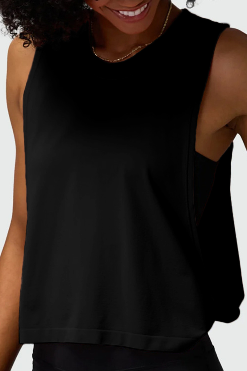 Women's Lightweight Crew Neck High Side Slit Loose Tank Top