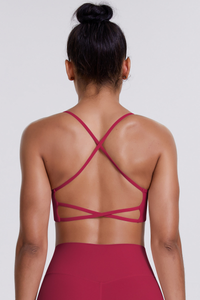 Women's Crisscross Back Spaghetti Straps Quick Dry Sports Bra