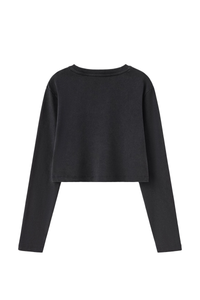 Women's 100% Cotton Washed Cropped Patchwork Cut Sweatshirt