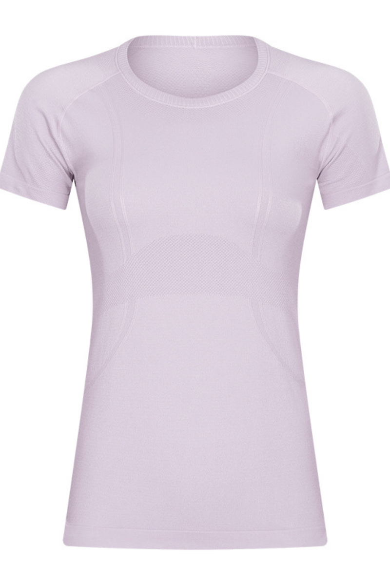 Women Seamless Round Neck Short Sleeve Sport T-Shirt