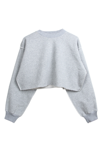 Women Cropped Exposed Seam Sweatshirt