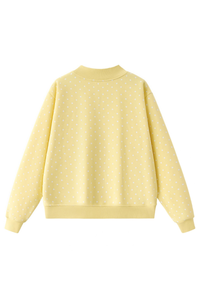Unisex Fall Cozy Fleece Polka Dot Mockneck Sweatshirt