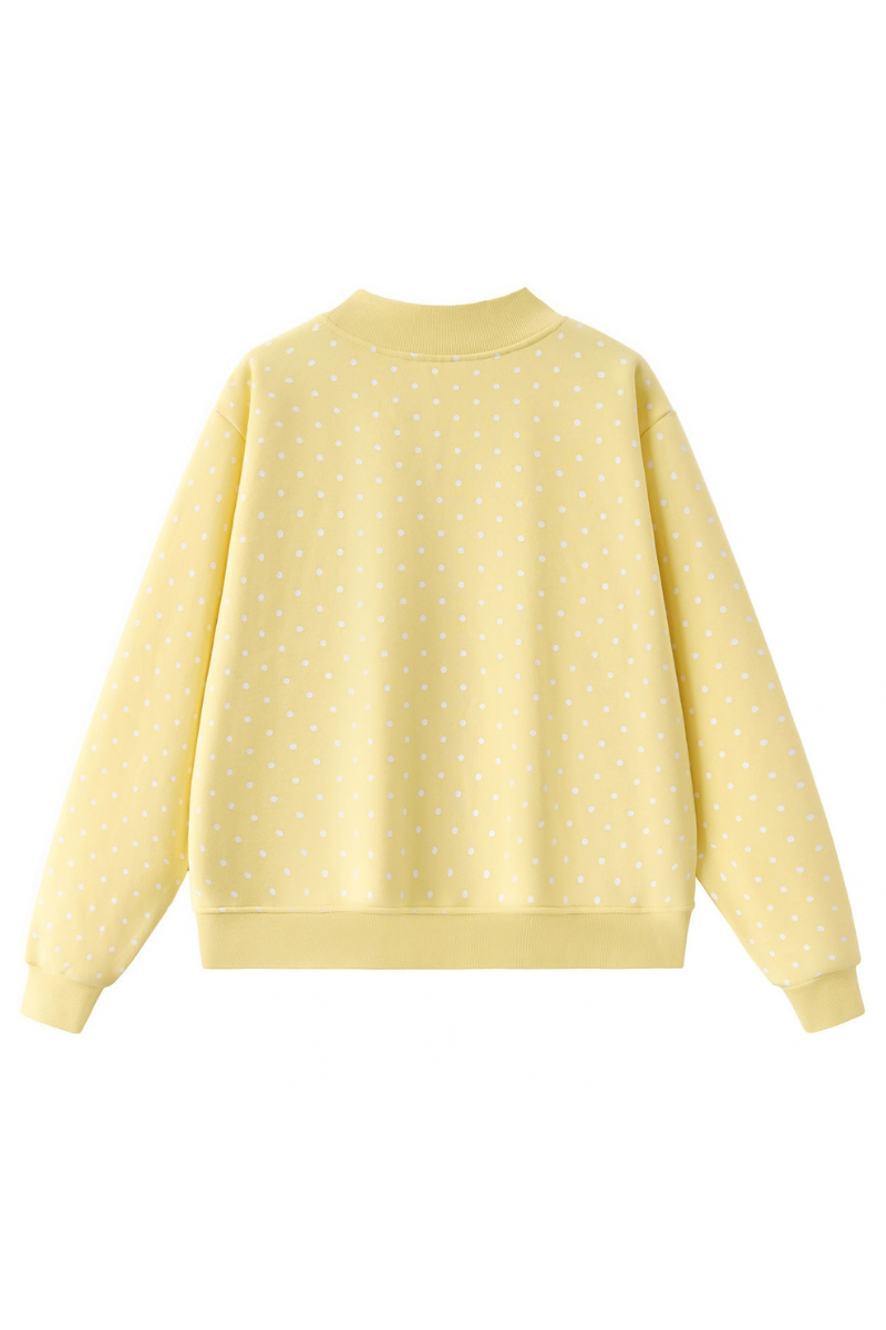 Unisex Fall Cozy Fleece Polka Dot Mockneck Sweatshirt