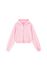 Unisex Fall Campus Cropped Zip Up Hooded Jacket