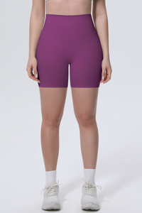 Women's Athletic High-Waisted Solid Yoga Shorts