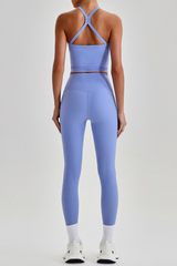 Women's Square Cross Back Tank Top &High Rise Leggings Set