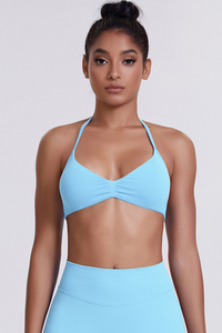 Women's Seamless Pleated Halterneck Sports Bra
