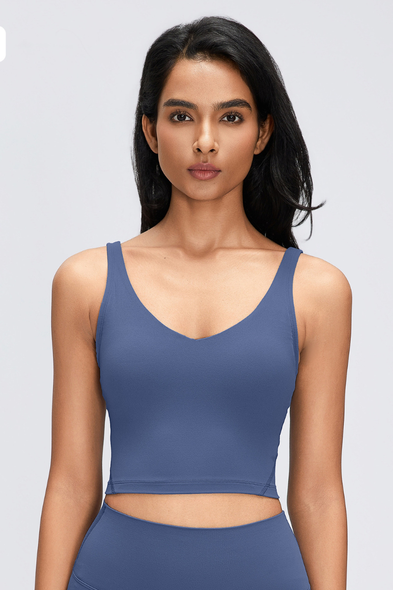 Women's Naked Feeling V Neck Padded Sports Yoga Bra