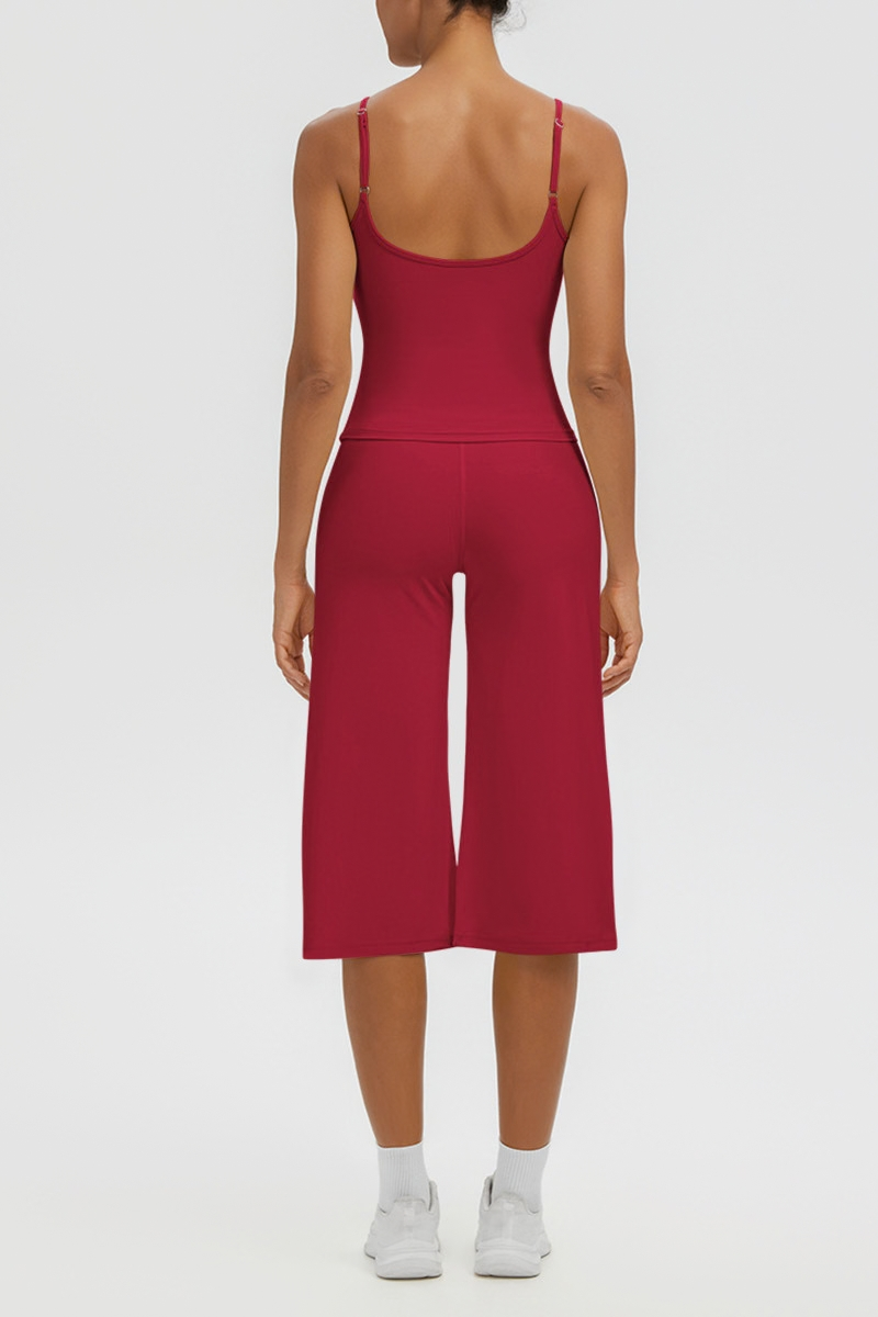 Women's Tank Top & Wide Leg Yoga Cropped Pants Set