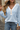 Women's Fall Striped V-Neck Button Detail Long Sleeve Top