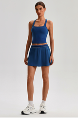 Women's Tennis Set:Cropped Racerback Tank Top& Skort