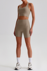 Women's Bare Feel Cross Back Bra &High Waist Shorts Yaga Set