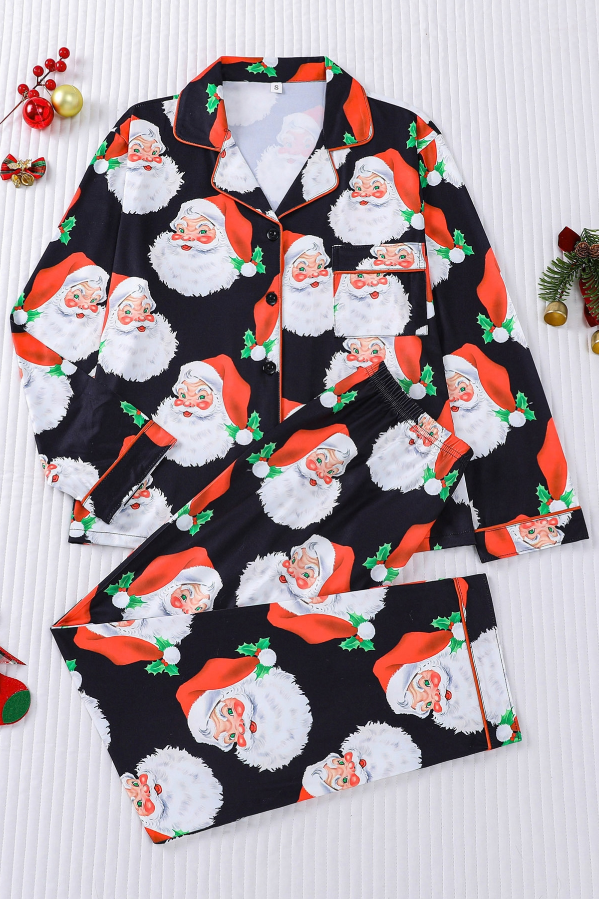 Women's Christmas Tree Printed Christmas Pajama Set
