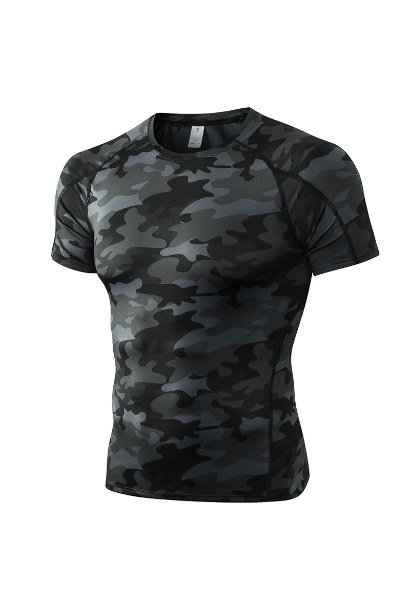 Men's High-Stretch Short Sleeve Camo Print Compression Tee