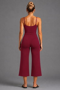Women'sThin Strap Tank Top And Wide-Leg Capri Pants Sets
