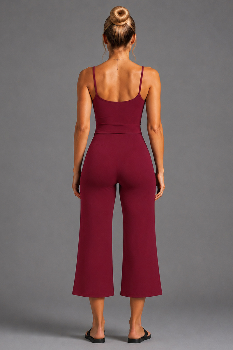 Women'sThin Strap Tank Top And Wide-Leg Capri Pants Sets