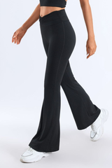 Women's Pleated Waist High-Stretch Yoga Flared Pants