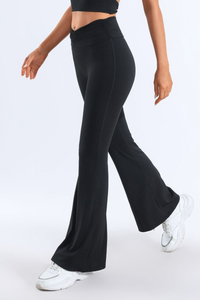 Women's Pleated Waist High-Stretch Yoga Flared Pants