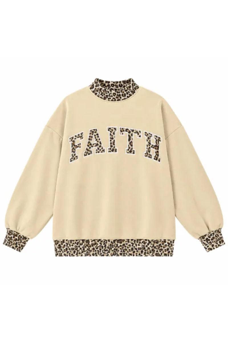 Women's Fall Custom Polka Dot Embroidery Mockneck Sweatshirt